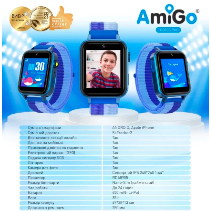 Смарт часы AmiGo GO10S Pro Wifi Blue