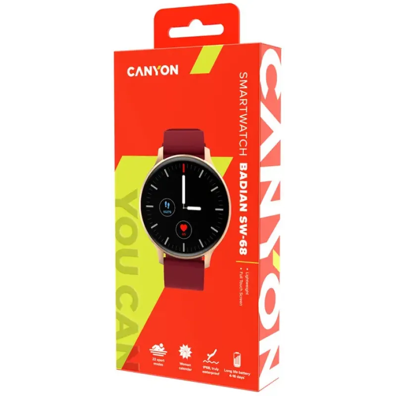 Смарт годинник Canyon Badian SW-68 Red (CNS-SW68RR)