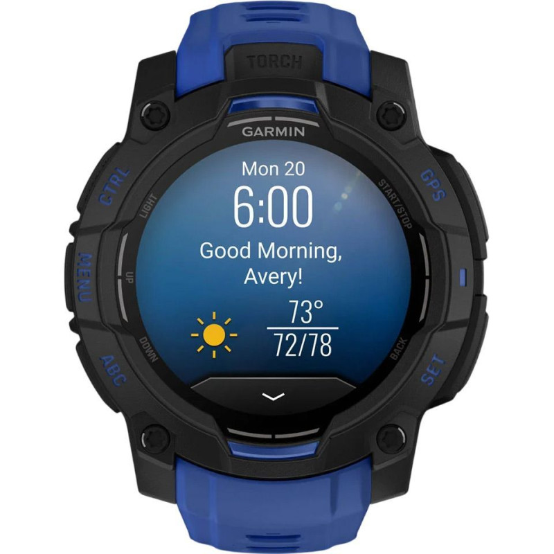 Смарт годинник Garmin Instinct 3 45mm AMOLED Black with Blue Band (010-02936-03/43)