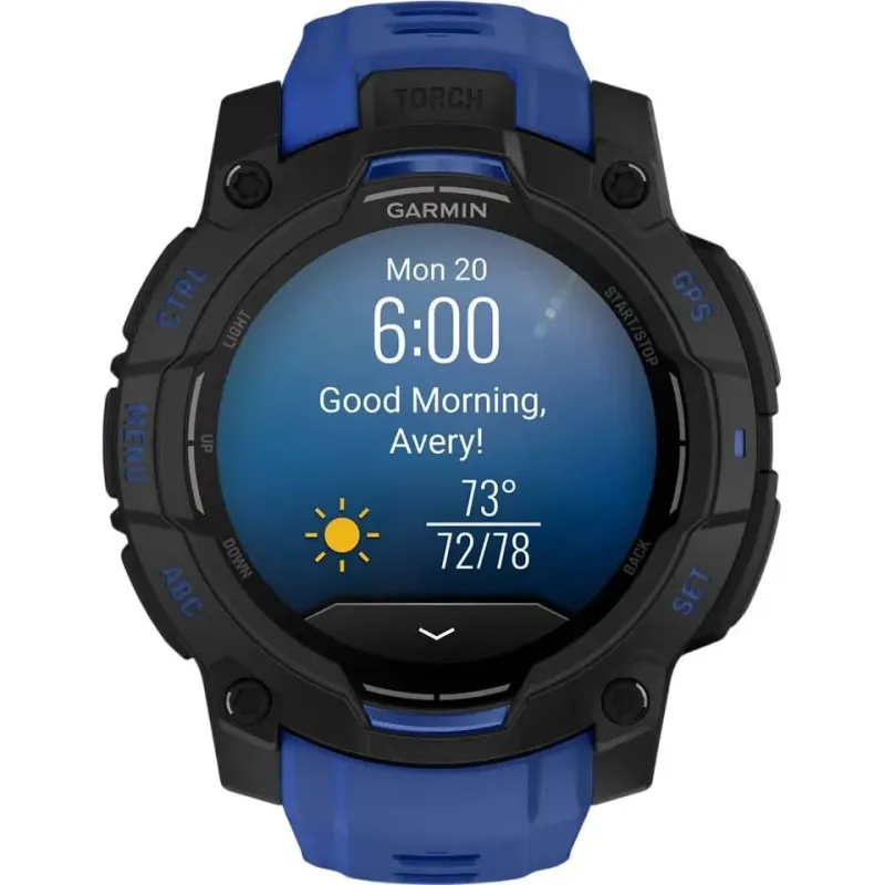 Смарт часы Garmin Instinct 3 45mm AMOLED Black with Blue Band (010-02936-03/43)