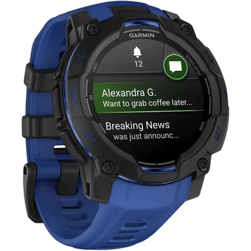 Смарт часы Garmin Instinct 3 45mm AMOLED Black with Blue Band (010-02936-03/43)