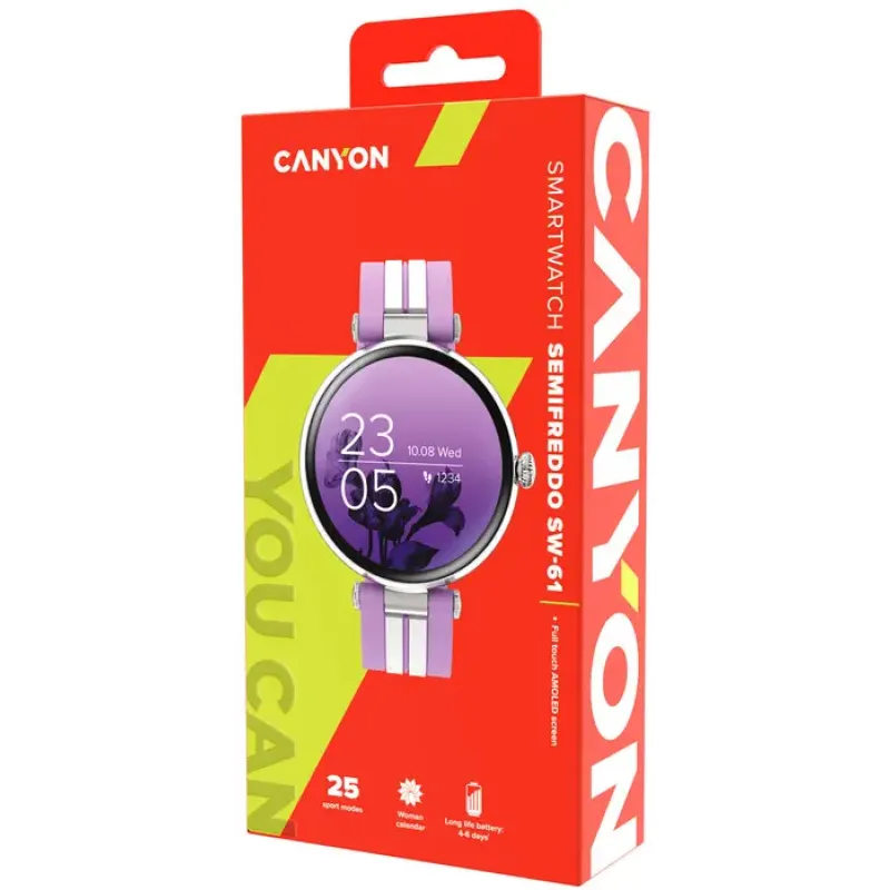 Смарт годинник Canyon Semifreddo SW-61 Silver/Lavender (CNS-SW61PP)
