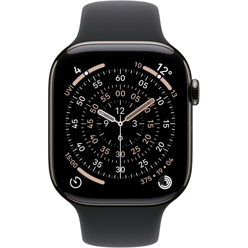 Смарт годинник Apple Watch Series 11 GPS + Cellular 46mm Slate Tit. Case w. Black S. Band - M/L (MFD14RK/A)
