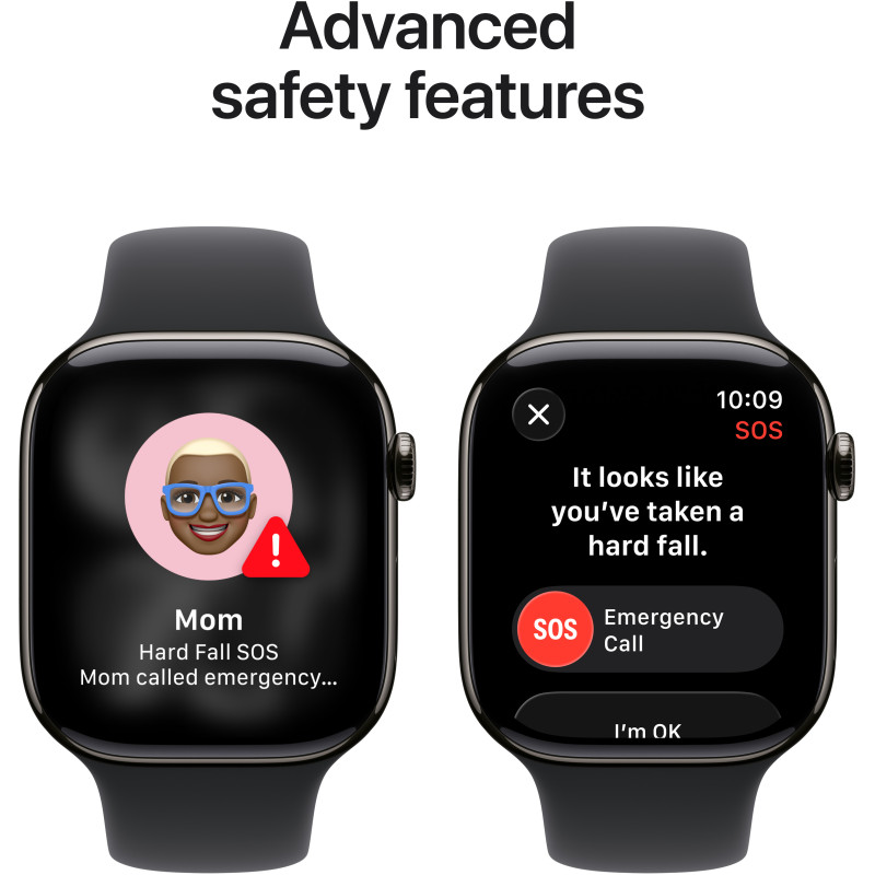 Смарт годинник Apple Watch Series 11 GPS + Cellular 46mm Slate Tit. Case w. Black S. Band - M/L (MFD14RK/A)