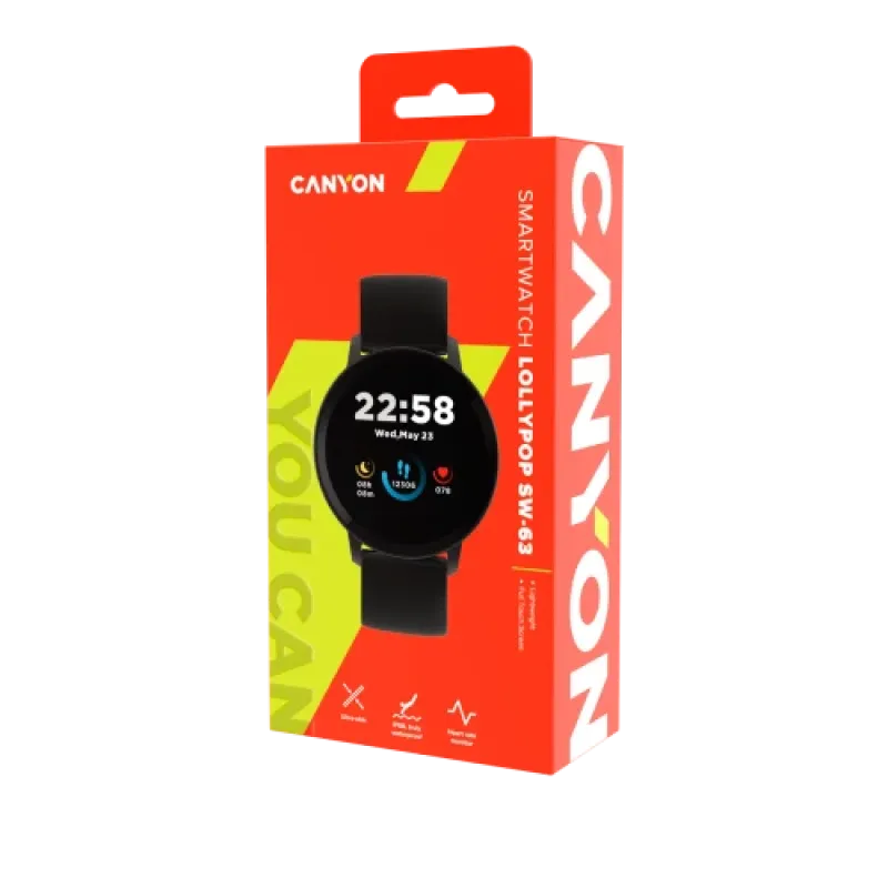 Смарт годинник Canyon Lollypop SW-63 Black (CNS-SW63BB)