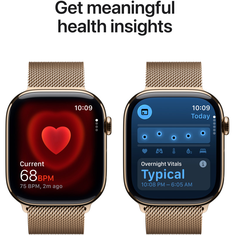 Смарт годинник Apple Watch Series 11 GPS + Cellular 46mm Gold Tit. Case w. Gold Milanese Loop - M/L (MFD84RK/A)