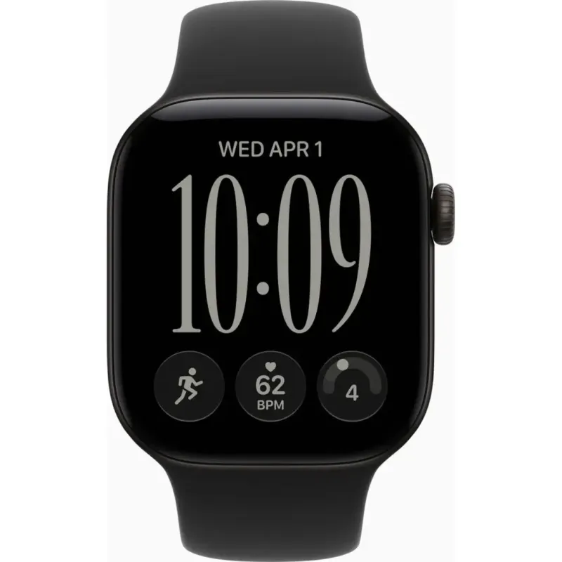 Смарт часы Apple Watch Series 12 GPS 46mm Black Aluminium Case with Black Sport Band - M/L (MJEL4RK/A)