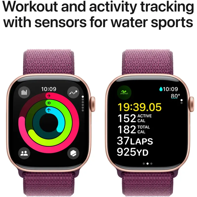 Смарт часы Apple Watch Series 10 GPS 46mm Rose Gold Aluminum Case w. Plum Sport Loop (MWWV3)