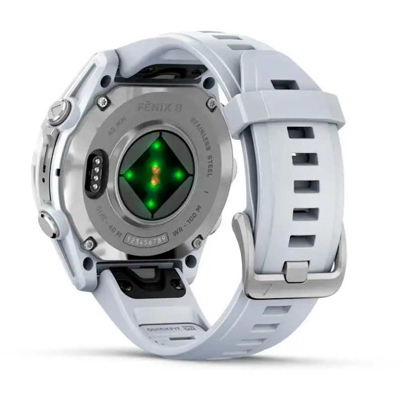 Смарт часы Garmin Fenix 8 43mm AMOLED Silver with Whitestone Silicone Band (010-02903-00/06)