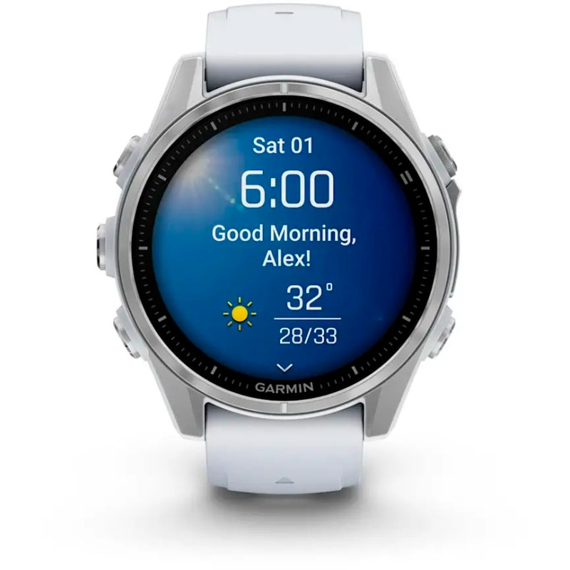 Смарт часы Garmin Fenix 8 43mm AMOLED Silver with Whitestone Silicone Band (010-02903-00/06)