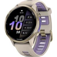 Смарт часы Garmin Forerunner 970 French Gray Soft Gold Titanium with French Gray/Translucent Indigo Silicone with Soft Gold Buckle (010-02969-62)