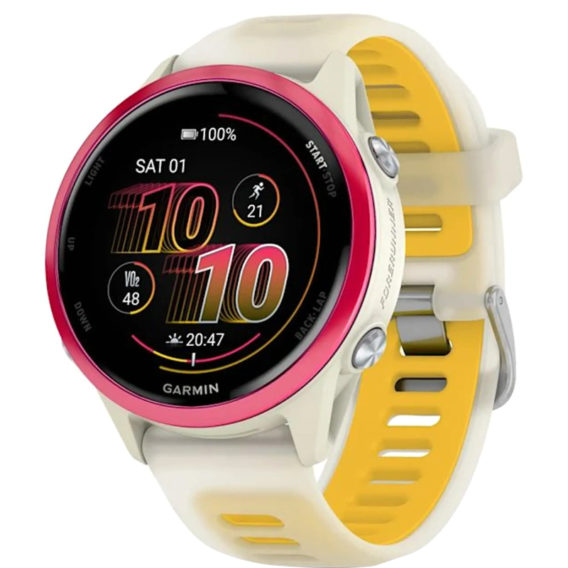 Смарт часы Garmin Forerunner 570 42mm Raspberry Aluminum w. Translucent Bone/Mango Band (010-02970-02/42)