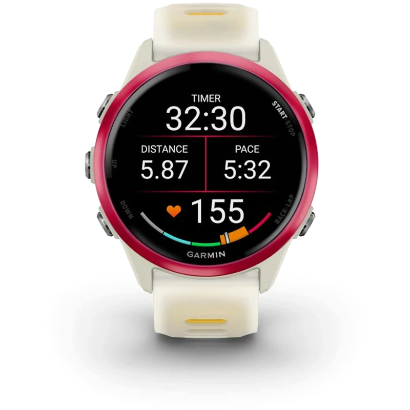 Смарт часы Garmin Forerunner 570 42mm Raspberry Aluminum w. Translucent Bone/Mango Band (010-02970-02/42)