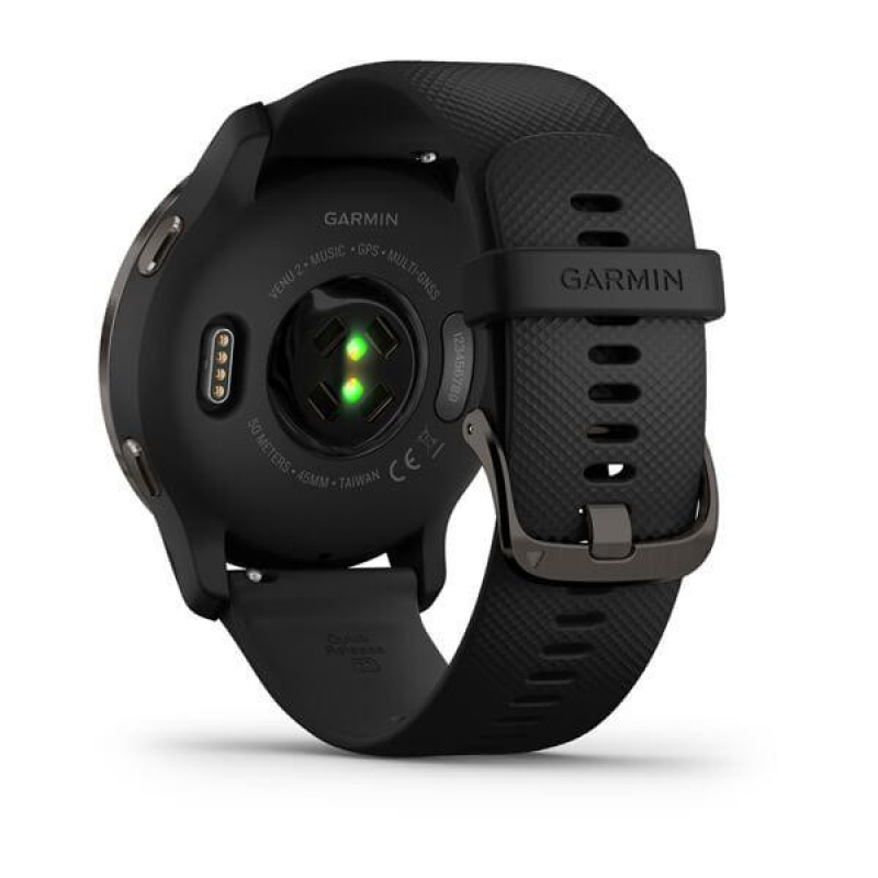 Смарт часы Garmin Venu 2 Slate with Black Leather Band (010-02430-21)