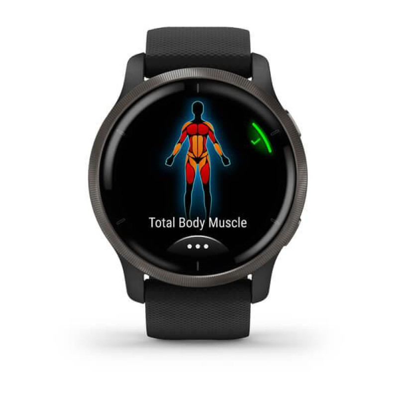 Смарт часы Garmin Venu 2 Slate with Black Leather Band (010-02430-21)