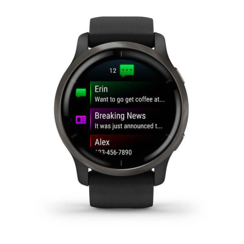 Смарт часы Garmin Venu 2 Slate with Black Leather Band (010-02430-21)