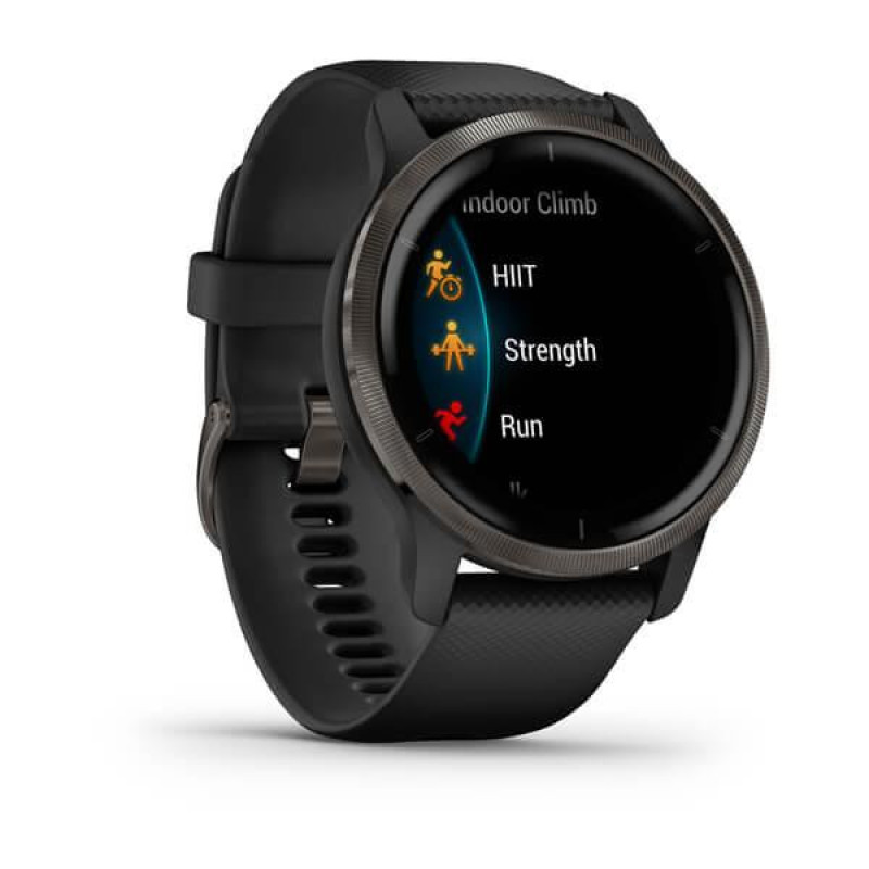 Смарт часы Garmin Venu 2 Slate with Black Leather Band (010-02430-21)