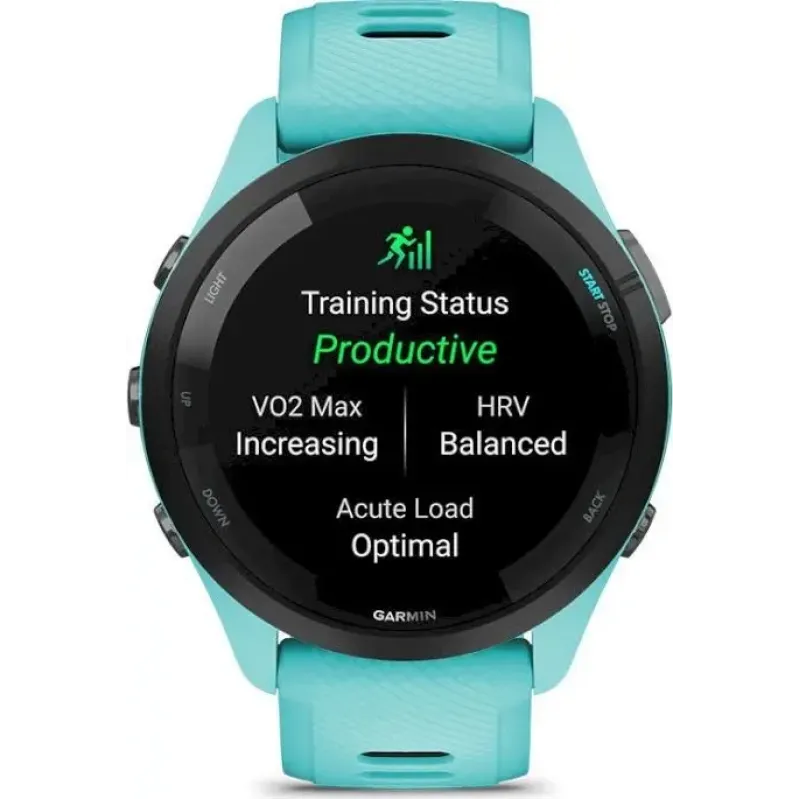 Смарт часы Garmin Forerunner 265 Black Bezel with Aqua Case and Aqua/Black Silicone Band (010-02810-12)