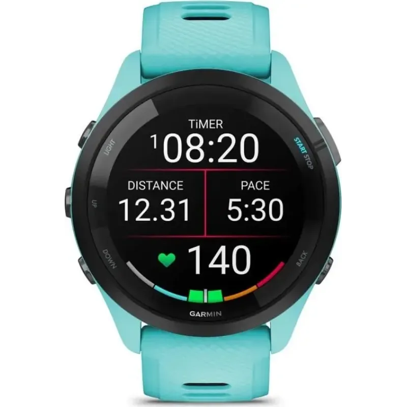 Смарт часы Garmin Forerunner 265 Black Bezel with Aqua Case and Aqua/Black Silicone Band (010-02810-12)
