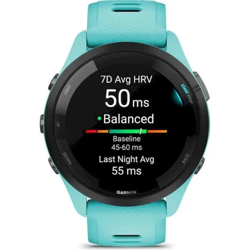 Смарт часы Garmin Forerunner 265 Black Bezel with Aqua Case and Aqua/Black Silicone Band (010-02810-12)