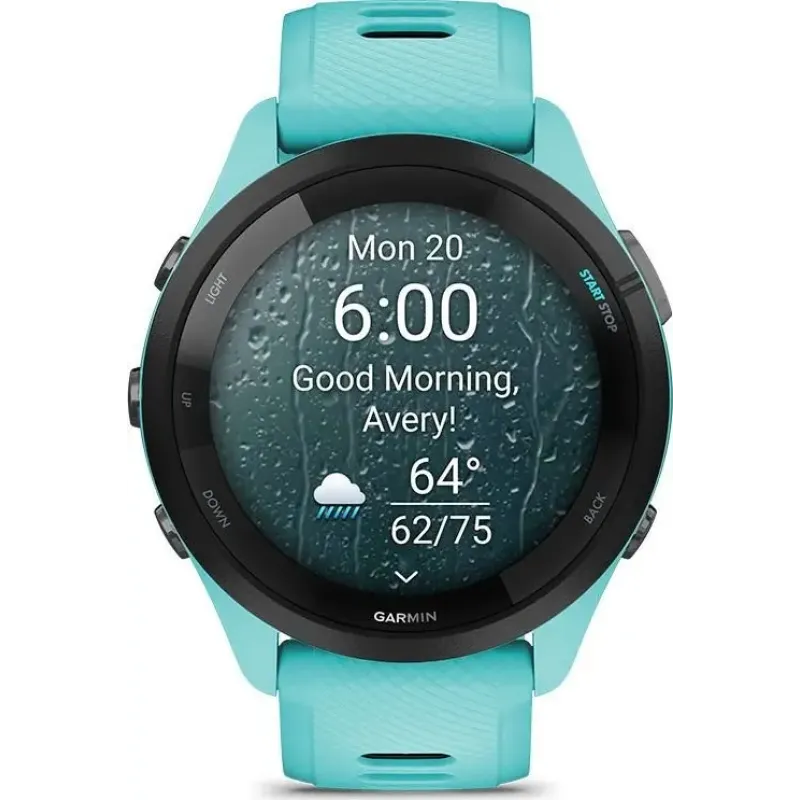 Смарт часы Garmin Forerunner 265 Black Bezel with Aqua Case and Aqua/Black Silicone Band (010-02810-12)