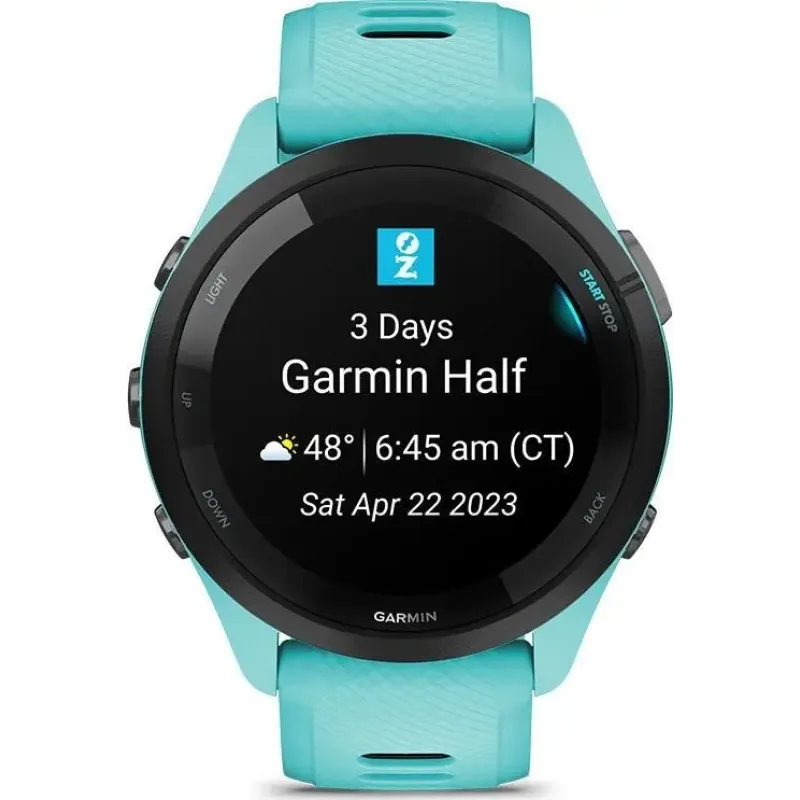 Смарт часы Garmin Forerunner 265 Black Bezel with Aqua Case and Aqua/Black Silicone Band (010-02810-12)