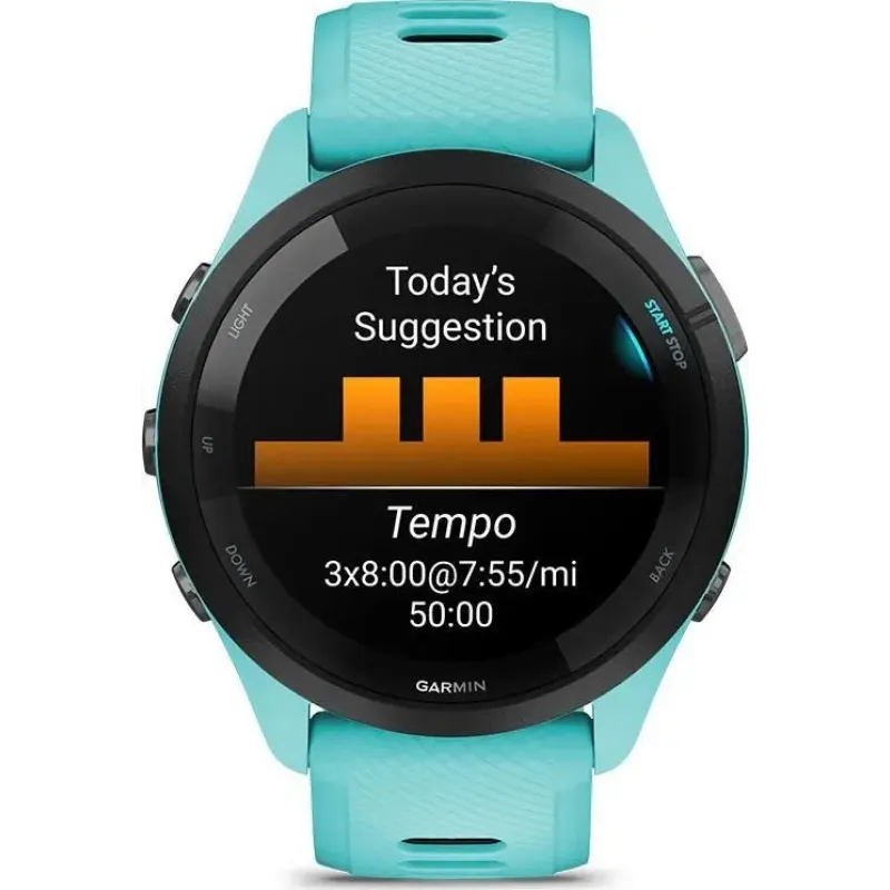 Смарт часы Garmin Forerunner 265 Black Bezel with Aqua Case and Aqua/Black Silicone Band (010-02810-12)