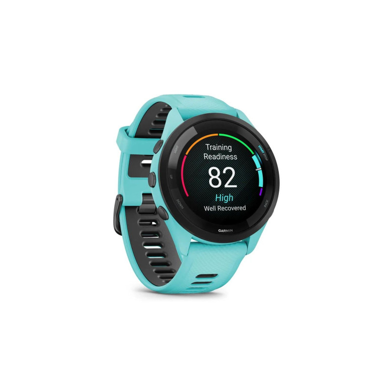 Смарт часы Garmin Forerunner 265 Black Bezel Aqua/Black Silicone Band (010-02810-52)