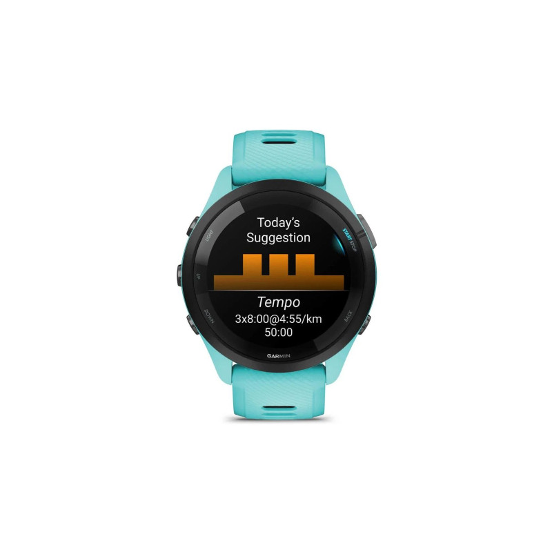 Смарт часы Garmin Forerunner 265 Black Bezel Aqua/Black Silicone Band (010-02810-52)
