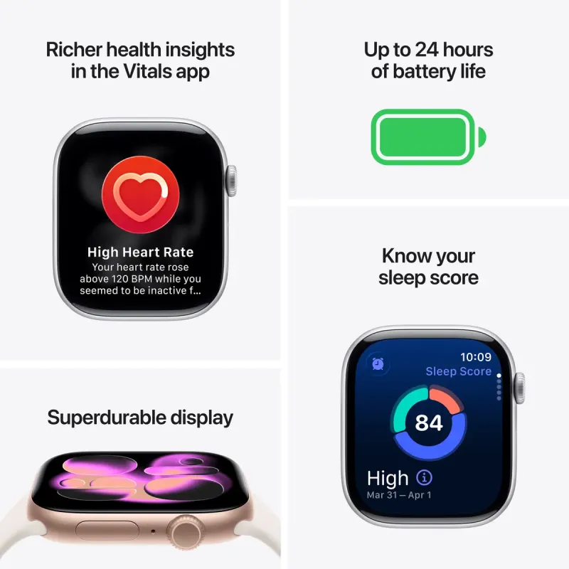 Смарт часы Apple Watch Series 11 GPS 46mm Silver Alu. Case w. Purple Fog S. Band - M/L (MEVA4RK/A)