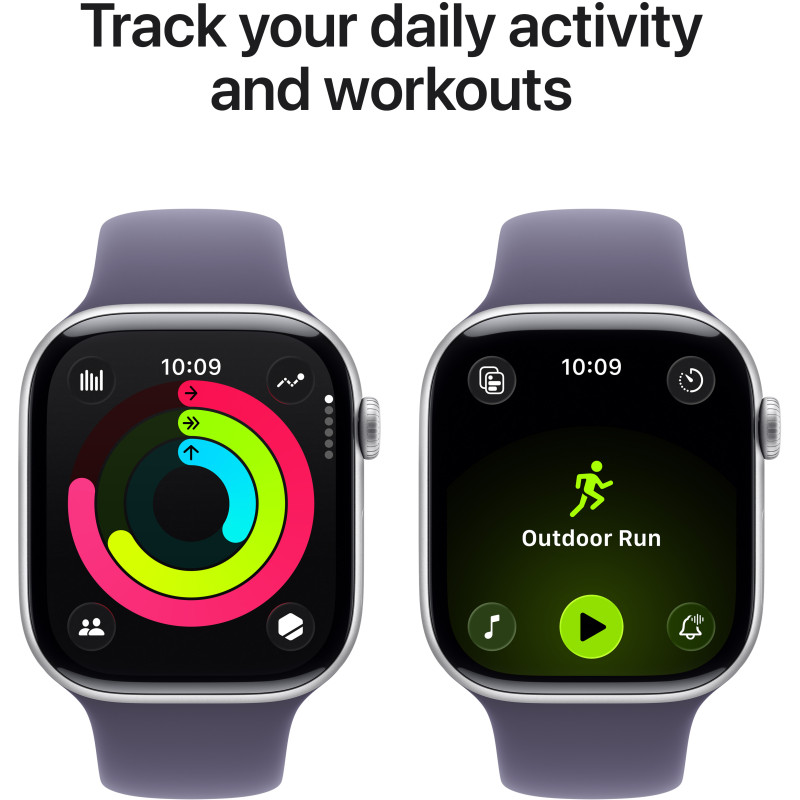 Смарт годинник Apple Watch Series 11 GPS 46mm Silver Alu. Case w. Purple Fog S. Band - M/L (MEVA4RK/A)