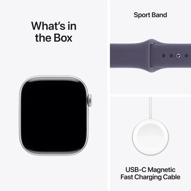 Смарт часы Apple Watch Series 11 GPS 46mm Silver Alu. Case w. Purple Fog S. Band - M/L (MEVA4RK/A)