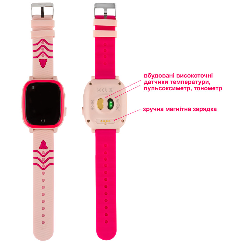 Смарт часы AmiGo GO005 4G WIFI Thermometer Pink