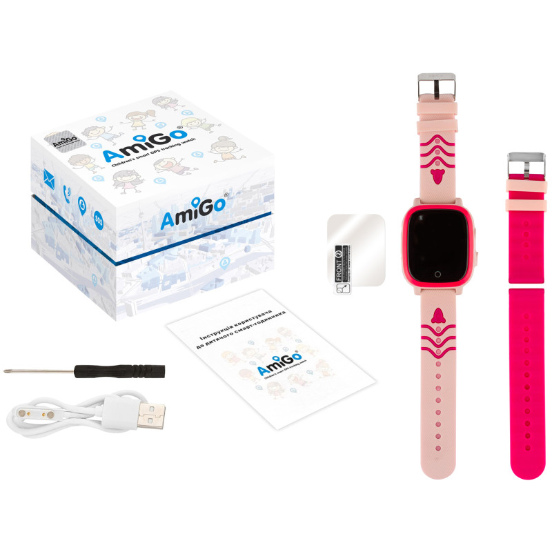 Смарт часы AmiGo GO005 4G WIFI Thermometer Pink