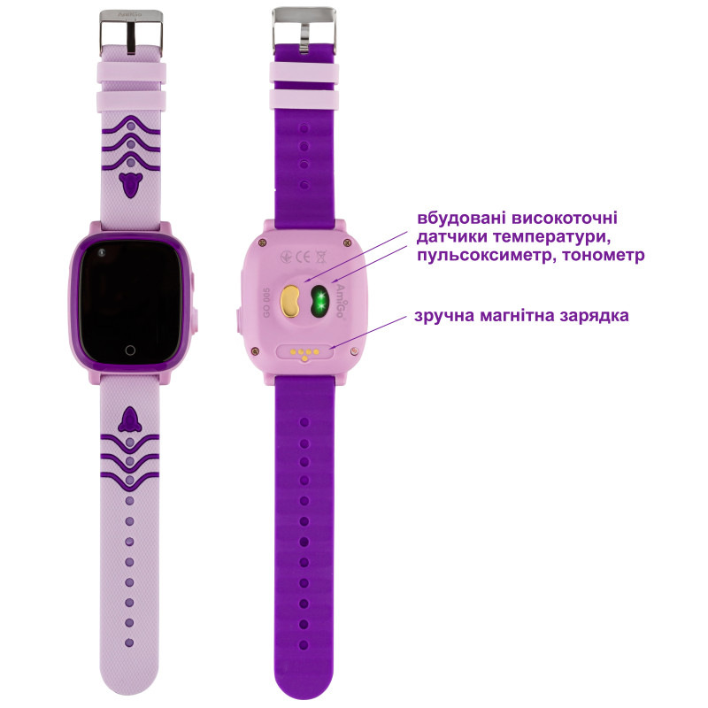 Смарт часы AmiGo GO005 4G WIFI Thermometer Purple