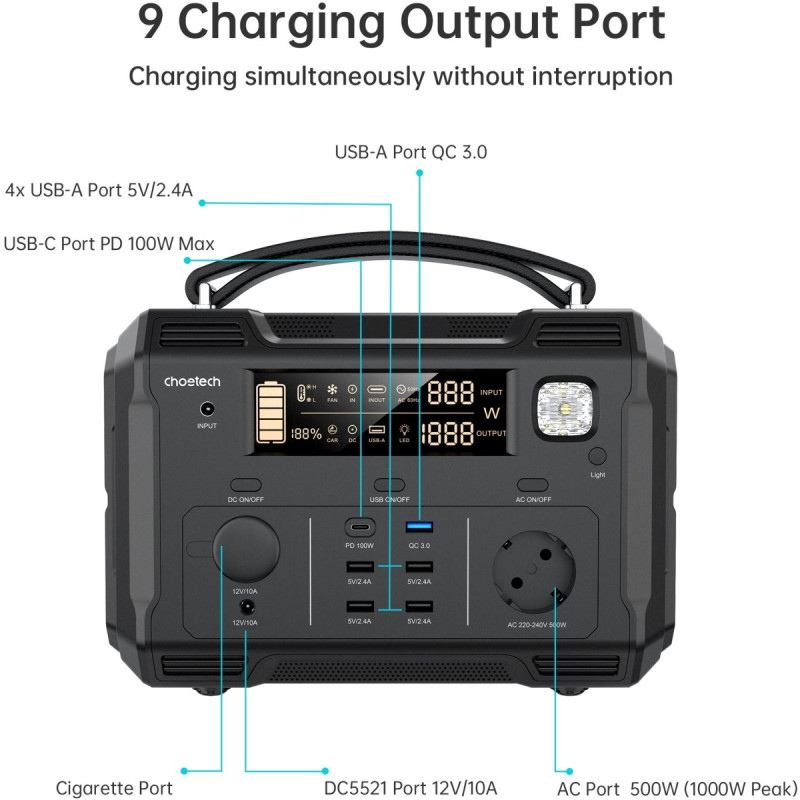 Choetech Portable Power Station 500W (BS004)