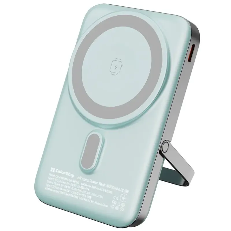 Портативний зарядний пристрій (павербанк) ColorWay 10000mAh 22.5W MagSafe Aquamarine (CW-PB100LPA2MT-WPDD)