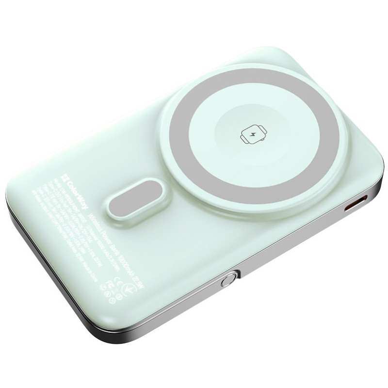 Портативний зарядний пристрій (павербанк) ColorWay 10000mAh 22.5W MagSafe Aquamarine (CW-PB100LPA2MT-WPDD)