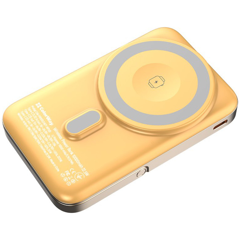 Портативний зарядний пристрій (павербанк) ColorWay 10000mAh 22.5W MagSafe Amber (CW-PB100LPA2Y-WPDD)