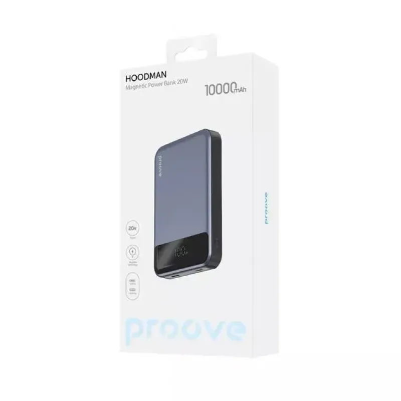 Портативний зарядний пристрій (павербанк) Proove Hoodman Magnetic 10000mAh 20W Gray (PBH120010003)