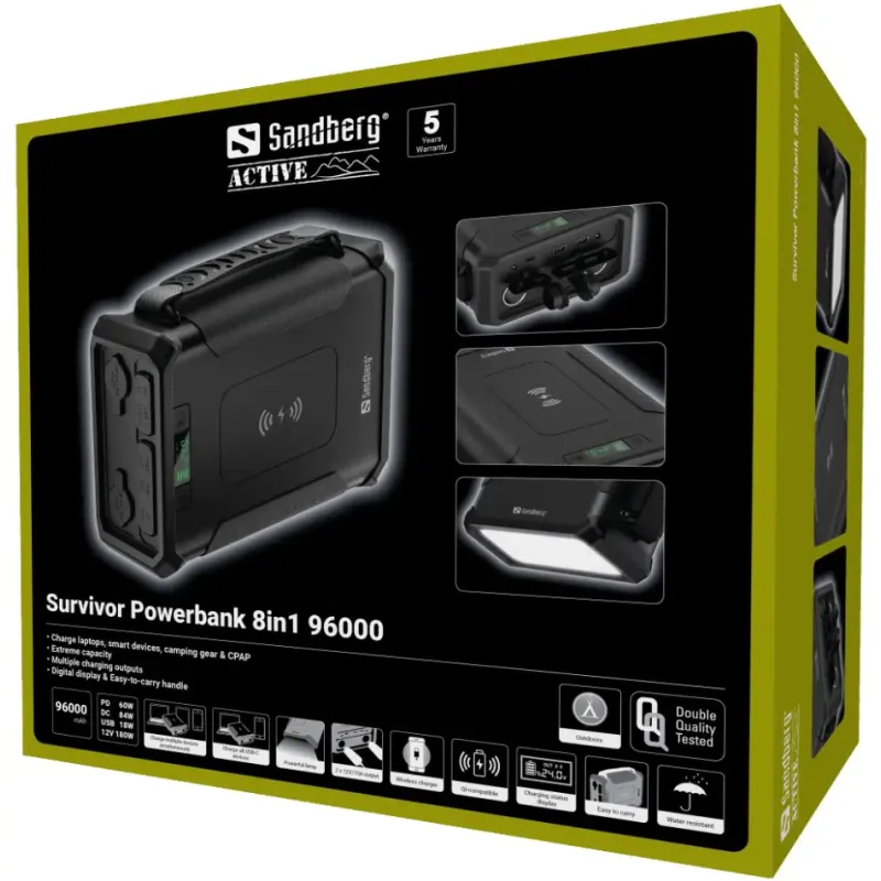 Портативное зарядное устройство (павербанк) Sandberg Survivor 96000mAh 8-in-1 Black (420-78)