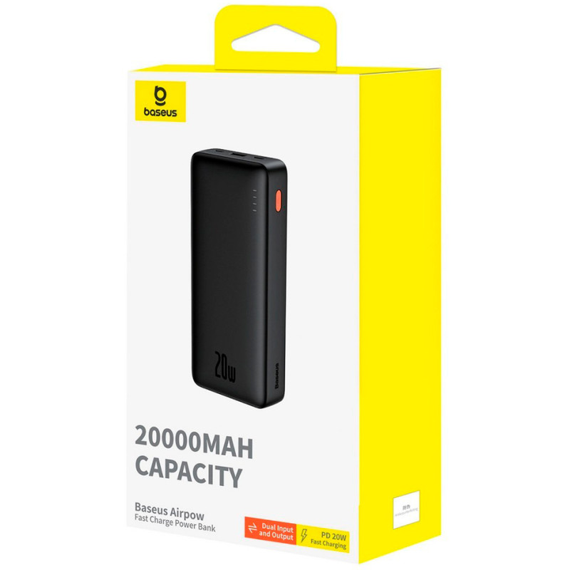 Портативний зарядний пристрій (павербанк) Baseus Airpow 20000mAh 20W Black (P10022804113-00)