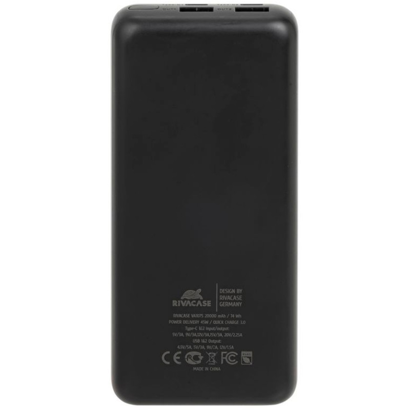 Портативное зарядное устройство (павербанк) RIVACASE RIVAPOWER VA1075 (Black)