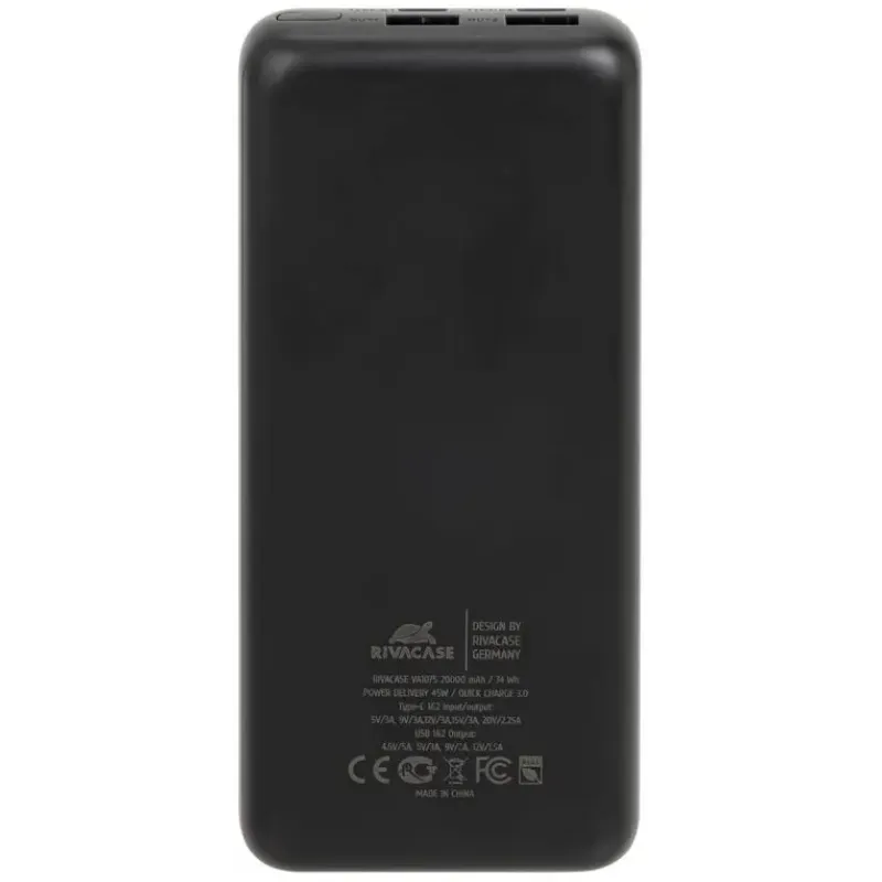 Портативний зарядний пристрій (павербанк) RIVACASE RIVAPOWER VA1075 (Black)