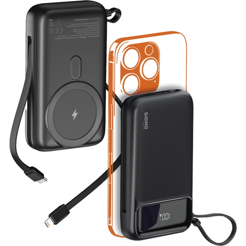 Портативний зарядний пристрій (павербанк) Sigma Mobile X-power SI20A8QL-MAG 20000mAh Black (4827798434611)