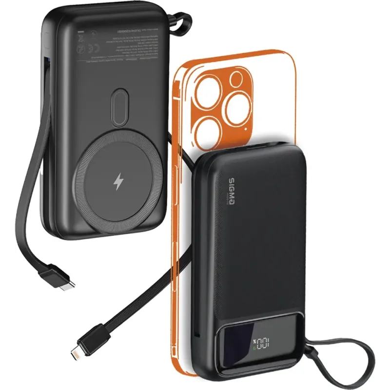 Портативное зарядное устройство (павербанк) Sigma Mobile X-power SI20A8QL-MAG 20000mAh Black (4827798434611)