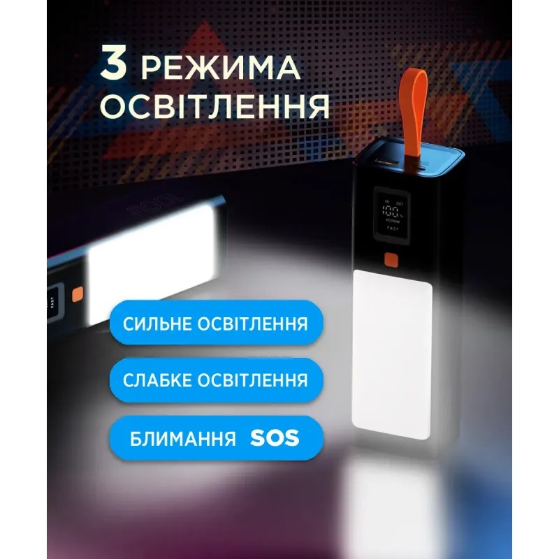 Портативное зарядное устройство (павербанк) Sigma X-power SI20A9QLX 20000mAh, PD/100W, LED, flashlight, cable 100w, black (4827798877814)