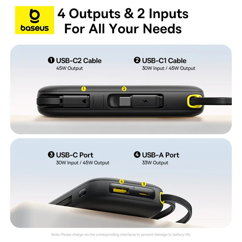 Портативний зарядний пристрій (павербанк) Baseus EnerFill FC31 Qpow 3 Digital Display USB-C + iP 20000mAh 45W Cosmic Black (E0028D00)