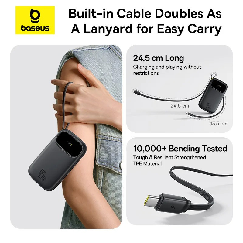 Портативний зарядний пристрій (павербанк) Baseus EnerFill FC31 Qpow 3 Digital Display USB-C + iP 20000mAh 45W Cosmic Black (E0028D00)