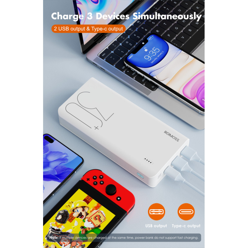 Портативний зарядний пристрій (павербанк) Romoss 30000mah Sense8+ White (PHP30-401-02)